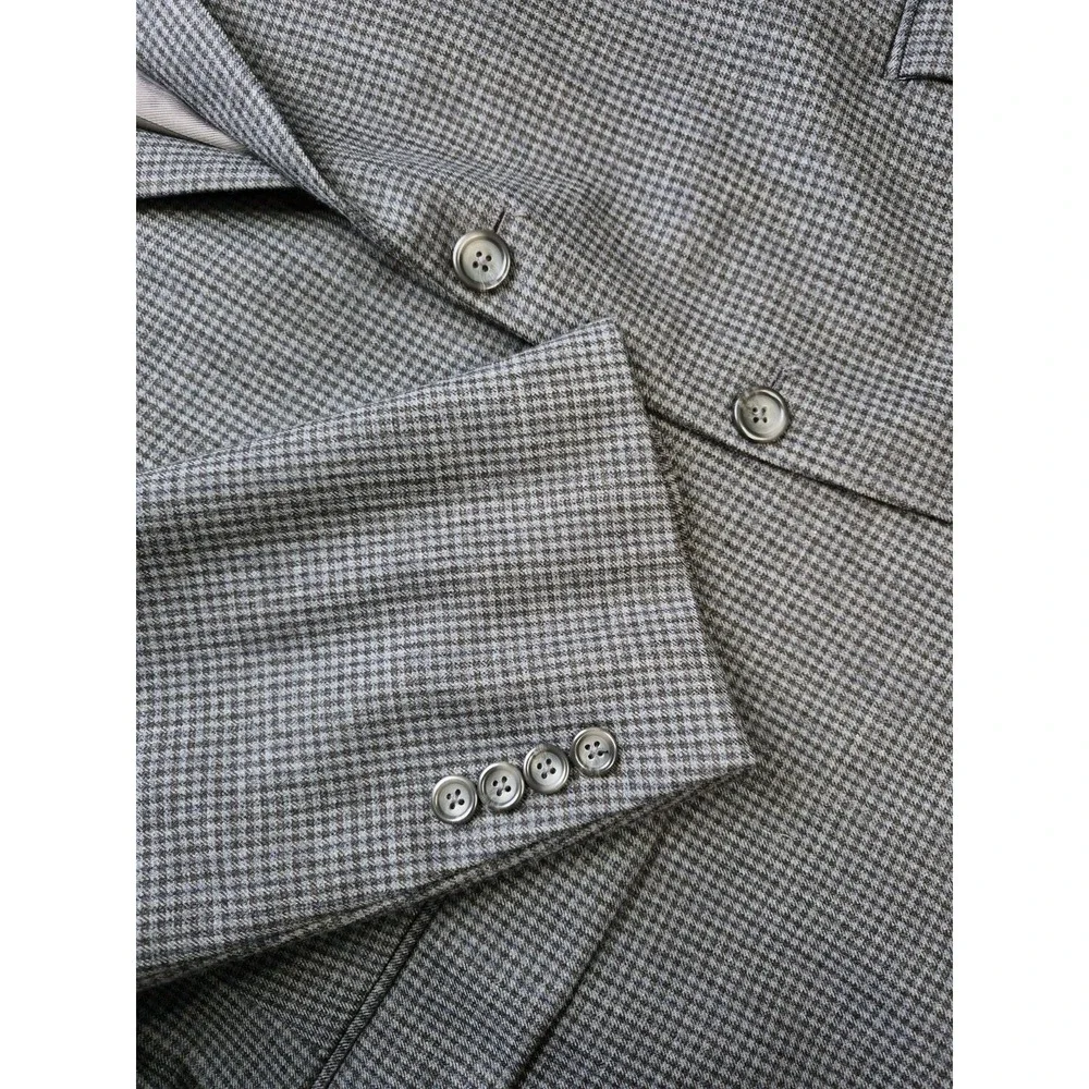 Pronto Uomo Platinum Mens Sport Coat 48R Blue Gray Check 2 Button Made in China